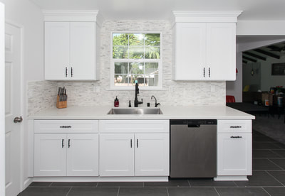 modular kitchen white shelves view